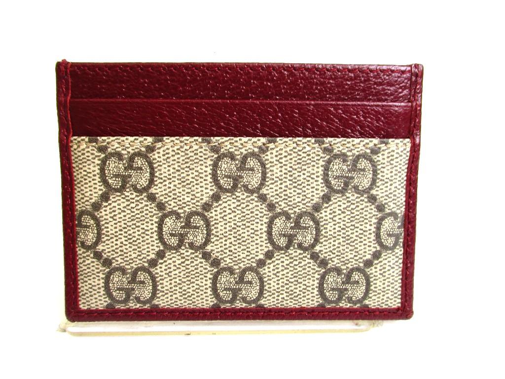 Authentic GUCCI Ophidia Bordeaux Leather Business Card Case #b153  Open box