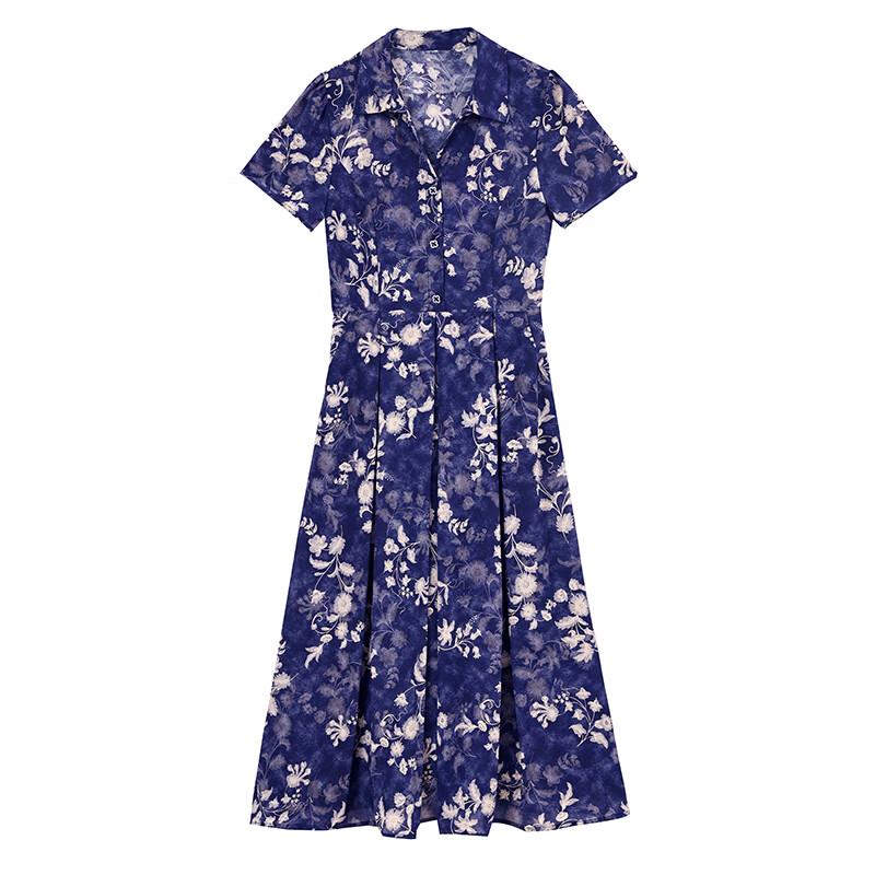 La Chapelle Women's Summer Slimming Dress with Frog Buttons