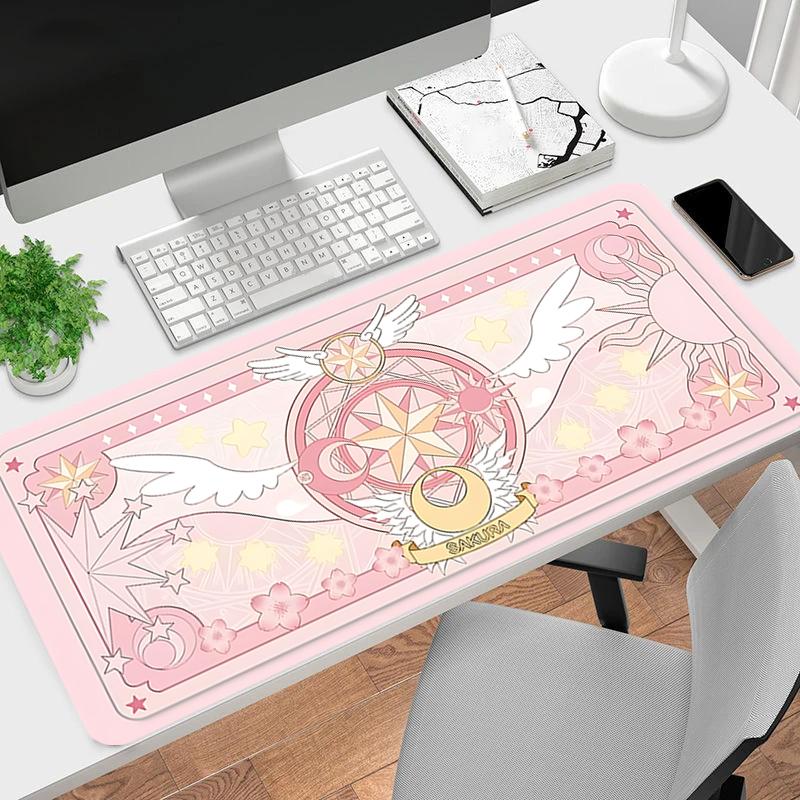 1Pc Magical Pink Card Gaming Mouse Pad Keyboard Desk Mat Non-slip Rubber Lock Edge Waterproof Computer Mousepad for Office Home Decor Y1388