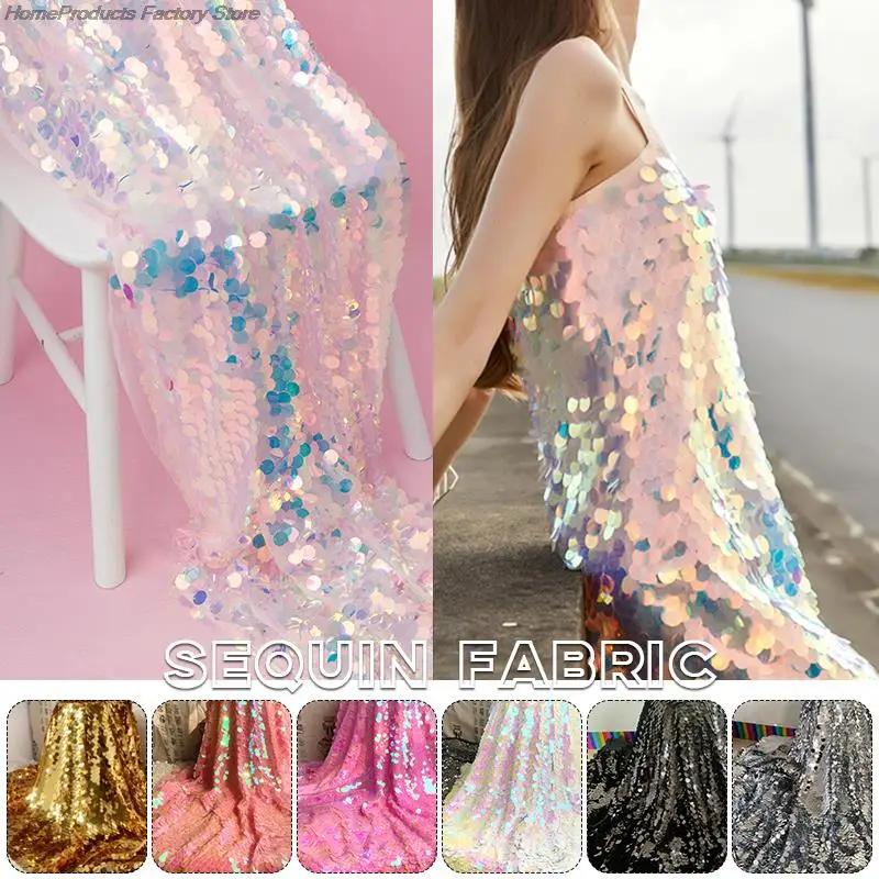 Laser Iridescent Shiny Fish Scale Fabric Sequins Glitter Fabric for Tablecloth Dress Party Background Shooting Decor