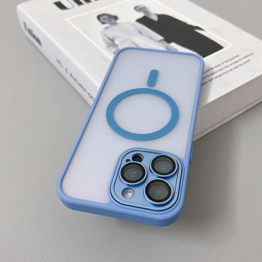 Magnetic Luxury Matte Translucent Armor Shockproof Case For 16 15 14 13 12 11 Pro Max For Magsafe Wireless Charge Cover