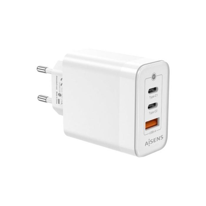AISENS GAN Chargeur 65W 2XUSB-C PD3 0 QC4 0 1XUSB-A QC3 0 Blanc