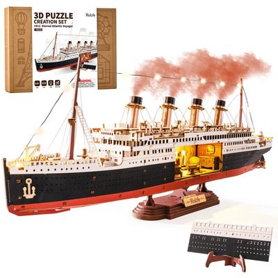 Rolife 3D Holzpuzzle Titanic Modell mit LED-Lichtern - Schiffsmodell für Innendekoration, Atmosphäre Schaffen, Eingangsbereich, Bastelset, DIY-Montage, Nein