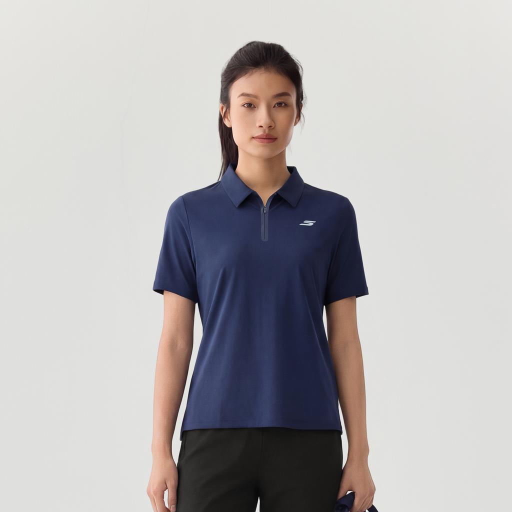 Skechers Moisture-Wicking Solid Color Polo Shirt Women Tops P226W246-00DU