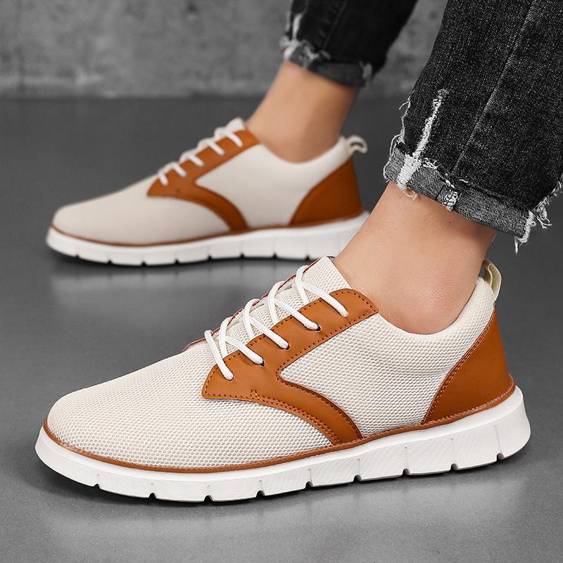 Men's Formal Shoes Outdoor Mesh Walking Black Flat Loafers 2025 Spring Round Toe Casual Shoes Daily Wear and Outdoor Activities