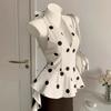 TEMU Foreign Trade New Women's Clothing Fashion Temperament Versatile European and American Style Polka Dot Neck Collar Top