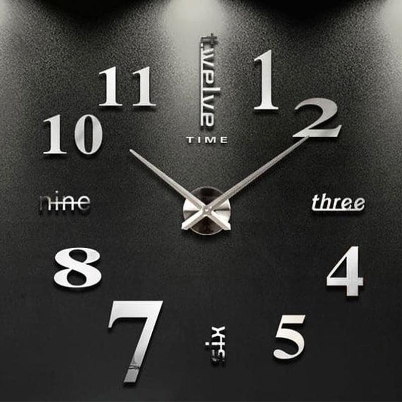 3D Large Wall Clock DIY Mirror Wall Stickers For Home Living Room Decor Frameless Quartz Clocks Self Adhesive Hanging Watches
