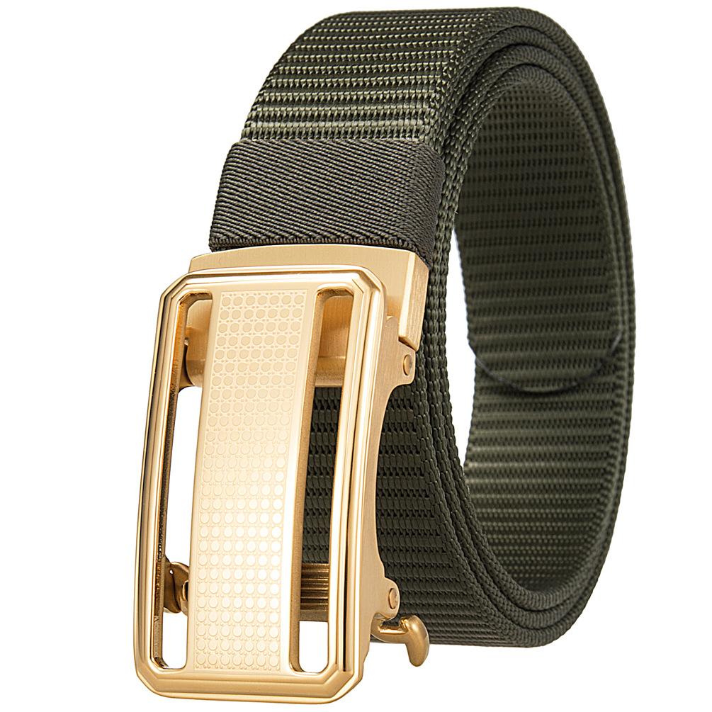 1Pcs Fashion Nylon Braided Belt Men, Button Head Front Switch Toothless Stainless Steel Buckle 3.5Cmly36-61931-3