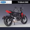 WELLY 1/12 2021 Triumph Trident 660 Alloy Racing Motorcycle Model Diecast Metal Street Motorcycle Model Simulation Kids Toy Gift