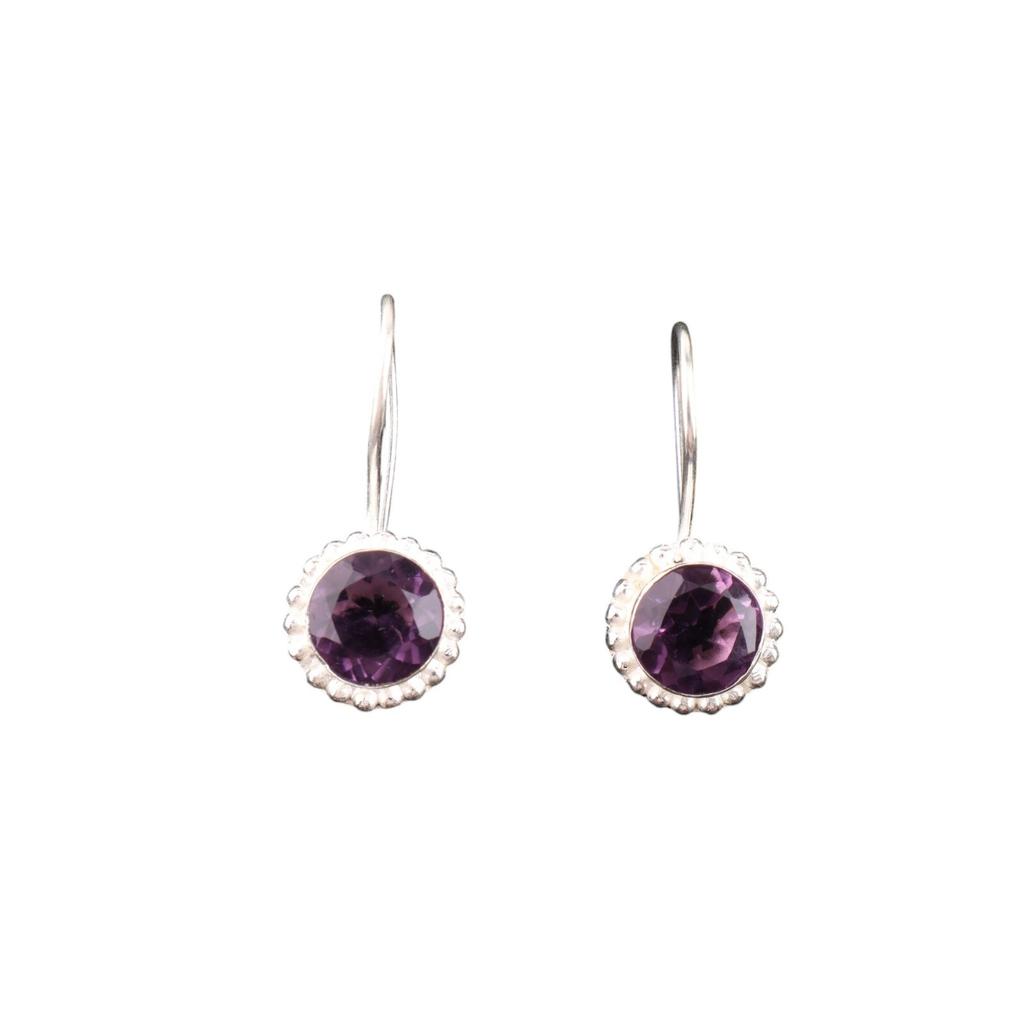 Amethyst Edelstein 925 Sterlingsilber Schmuck Handgefertigt Tropfen/Hängeohrringe 0,93" EE-177-12