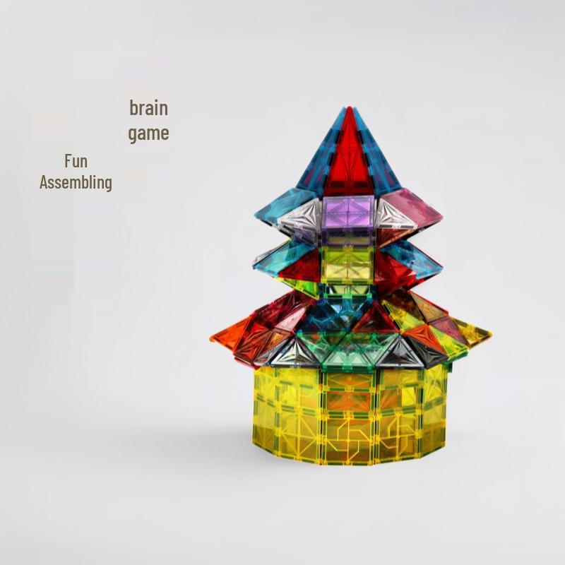 48-Piece Magnetic Tiles Building Set: Stained Glass Educational Puzzle Toy