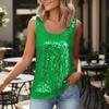 Women's Fashion Sequinned Sleeveless Round,Neck Top