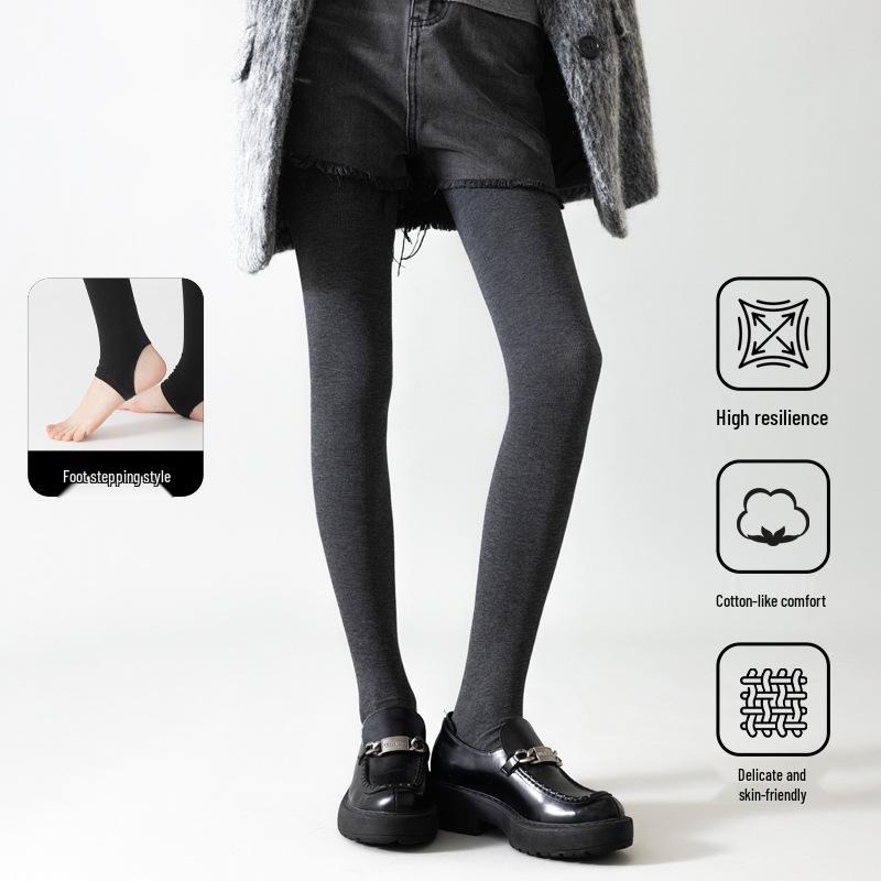 Korean-Style Fleece-Lined Cotton Leggings with Tummy Control and Long Socks for Women, Perfect for Autumn and Winter