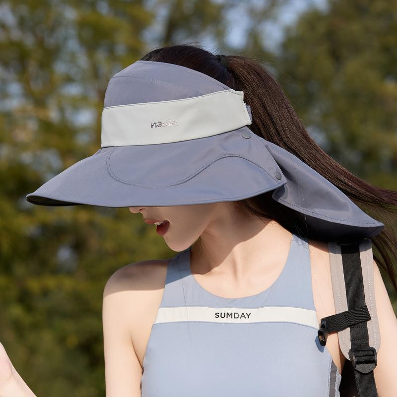 New summer sunscreen sun hat showing face small fashion versatile sun hat children's big eaves shawl neck bucket hat