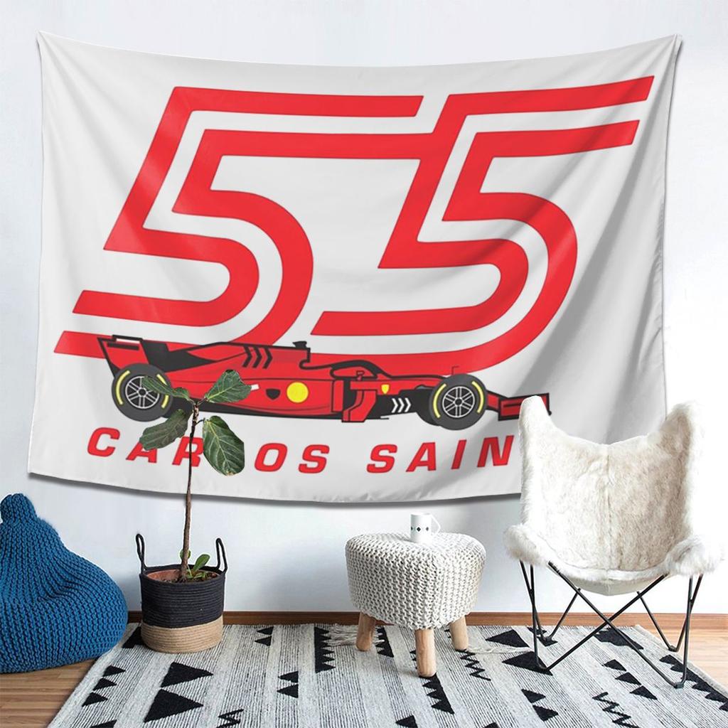 Carlos Sainz Jr F1 Signatur Grafik Wandteppich Ästhetische Heimdekoration Wandteppiche für Wohnzimmer Schlafzimmer