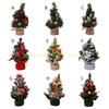 9'' Mini Christmas Tree with Flower Bells Ornaments Xmas Tree Desktop Decoration top sale