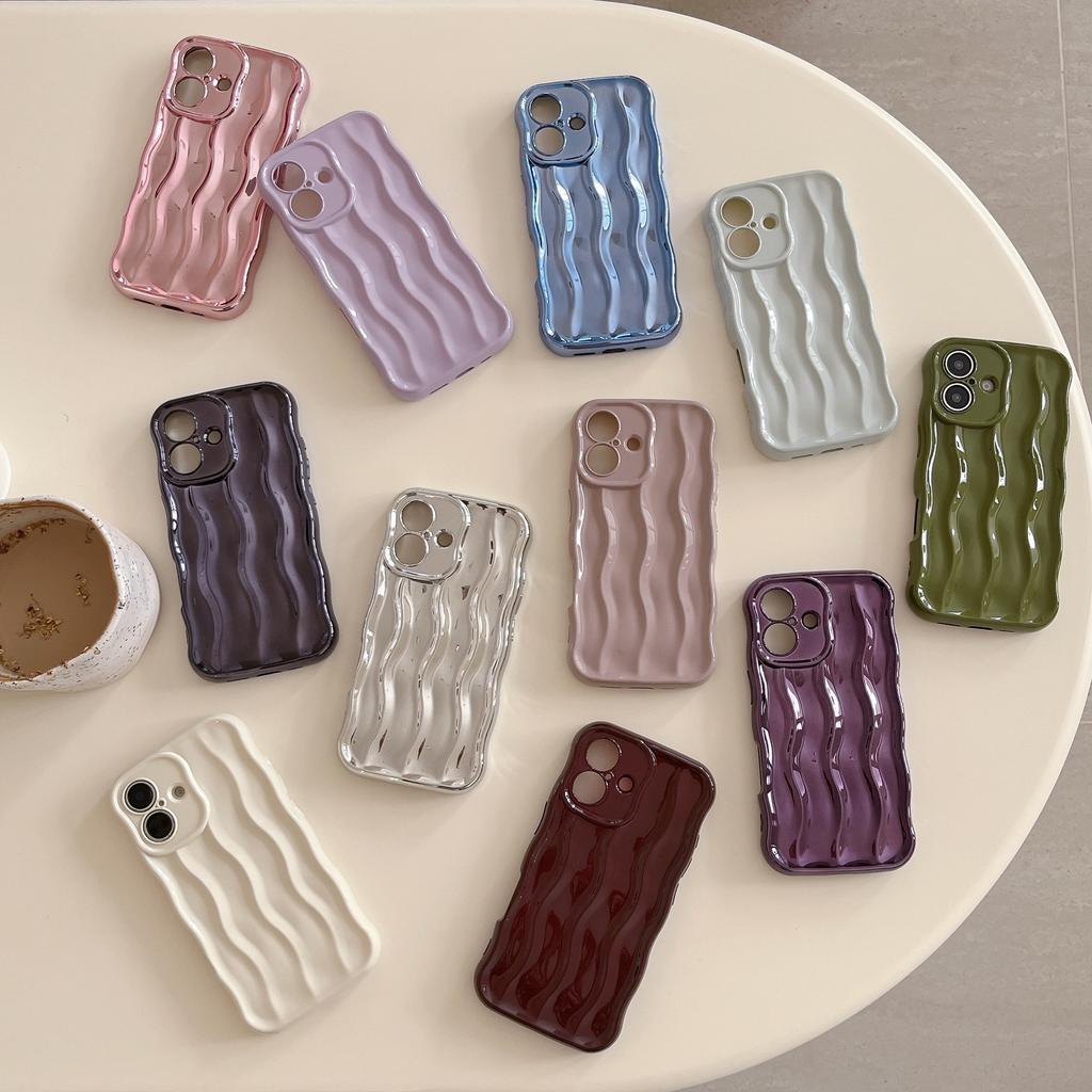Niche advanced induction electroplating water ripple is suitable for iPhone17Pro max mobile phone case Apple 16 new 15/14.