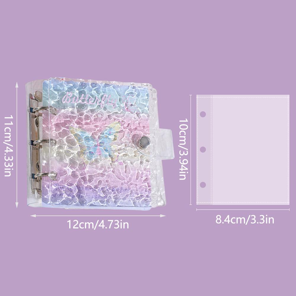 Sticker Book Transparent Mat Girl Binder Refill Clear Gradient Color Binder Book 12x11cm with 20 Sheets Per Mass Refills - Pink