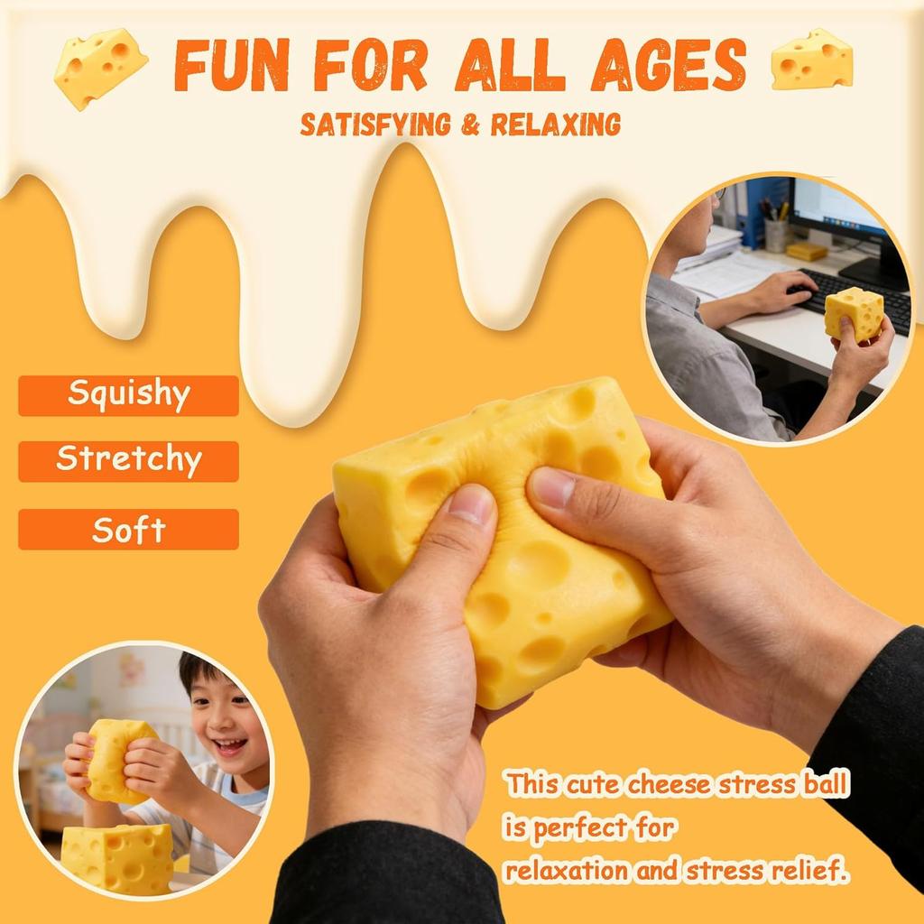 Cheese Squishy Toy Slow Rising Soft Squishy Cheese Block Squeeze Fidget Toy Stress Relief Toy for Kids Adults Desk Toy Gift