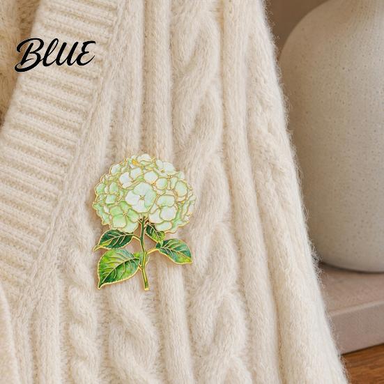 Colorful Enamel Brooch Pin Hydrangea Shape Lapel Polished Edges Backpack