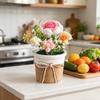 Handmade Crochet Flower Bouquet with Pot, Cute Little Knitted Potted Flower for Car Dashboard, Home Office Decoration, Gift for Birthday, Anniversary