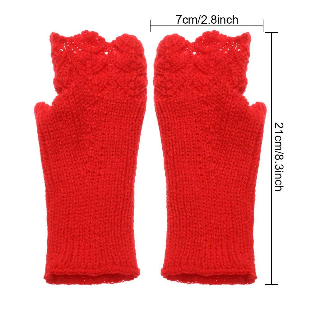 Women Girls Elastic Candy Color Arm Warmers Fingerless  Mittens Thick Warm Knitted Gloves