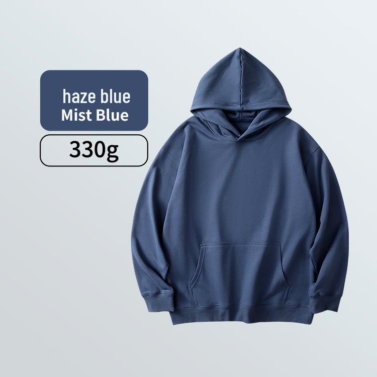 Men's 330g Heavyweight Round Neck Hoodie - Skin-Friendly, Antibacterial, Soft, Versatile, and Casual Sports Top