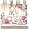 1pc Birthday 80th Glitter Floral Backdrop Golden #3908
