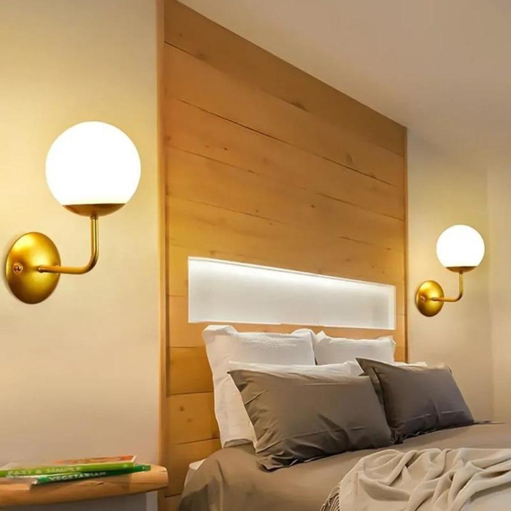 European style glass ball bedside wall lamp gold black swing arm wall lamp bedside room bedroom living room wall decoration art