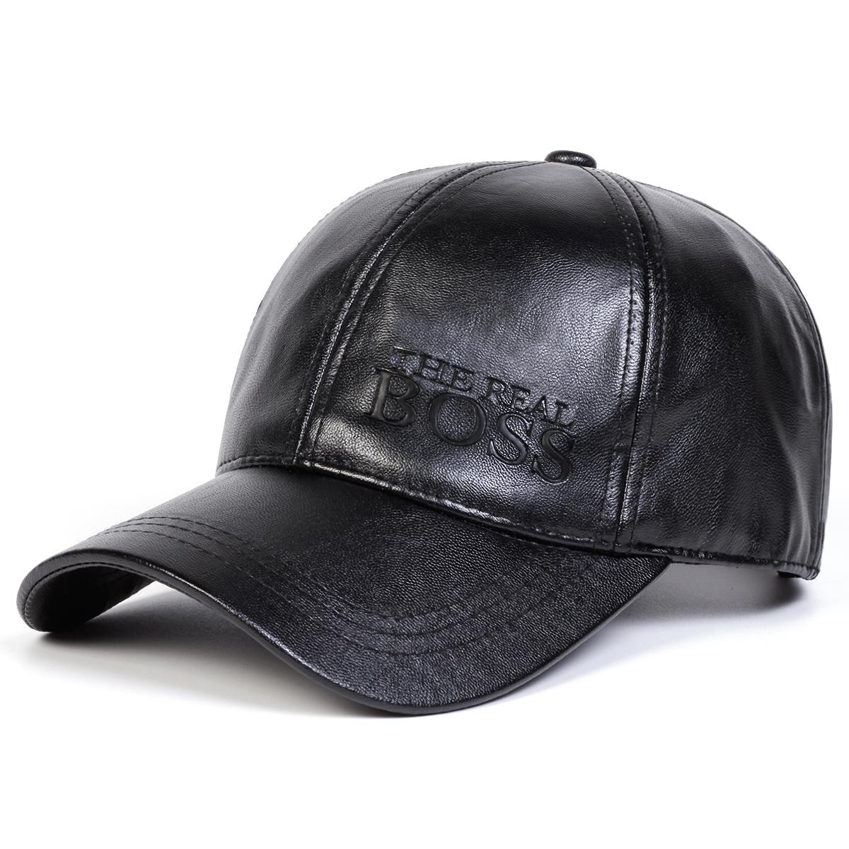 

Мужская бейсболка с надписью The Real Boss из искусственной кожи, хип-хоп снепбек, мужские кепки тракера, регулируемые солнцезащитные шляпы чёрный