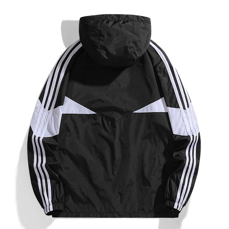 Frühling und Herbst Neue Übergröße Lässige Kapuzen-Partnerjacke Locker Sportlich Nylon Dünne Stehkragenjacke