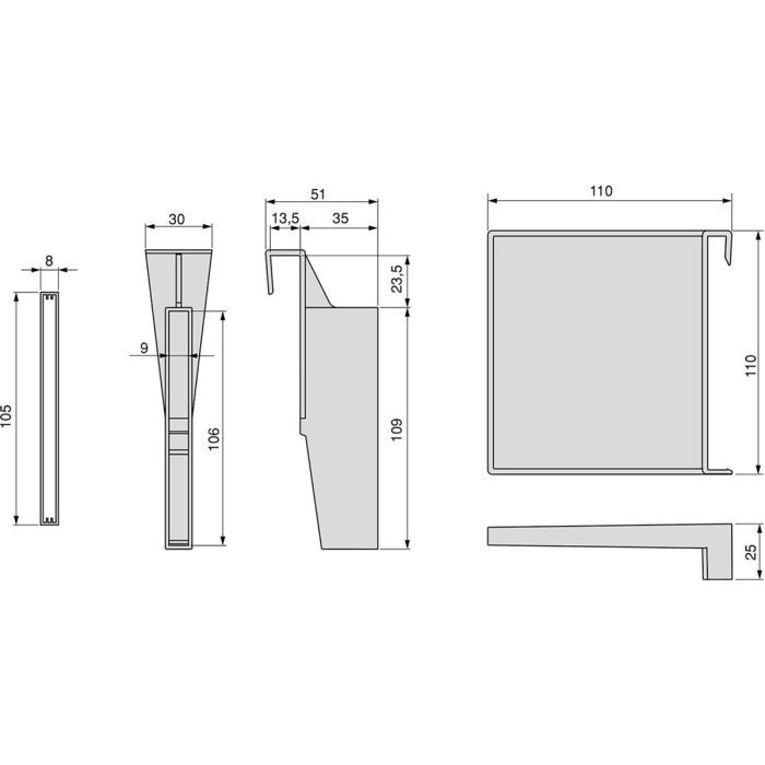 Emuca Kit d'accessoires de séparation pour intérieurs de tiroirs Vertex-Concept, largeur 900mm, Aluminium et Plastique, Gris
