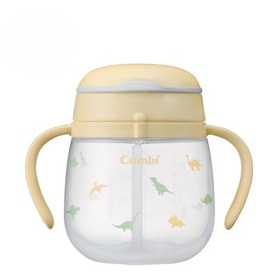 Combi Rakumug Leakproof Dinosaur for Babies 6 Months and Made In Japan Mug Series Straw, 240ml, Design, Up, [2015 Model]