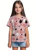 T-Shirt for Girls Halloween Cartoon Pumpkin Print Round Neck Short Sleeve Tops Fashion Girls Clothes Holiday Children's Clothing