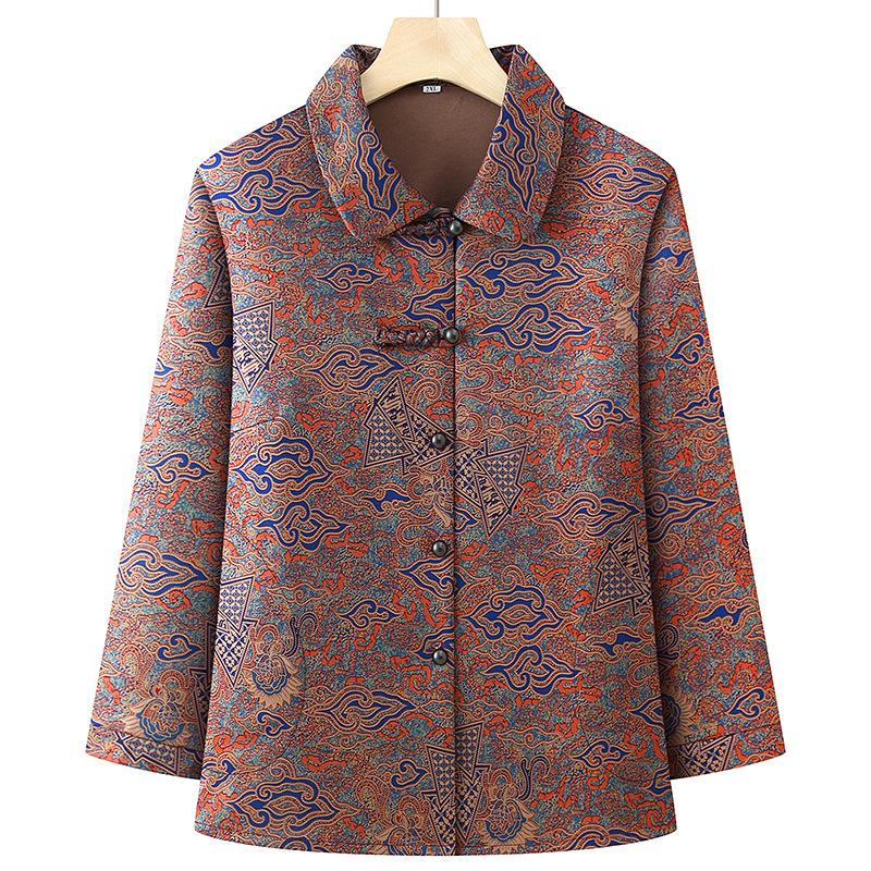 

Spring & Autumn Lapel Shirt for Middle-Aged & Elderly Women - Long-Sleeve, Lightweight Jacket 2XL -- Recommended for 105-120 jin синій