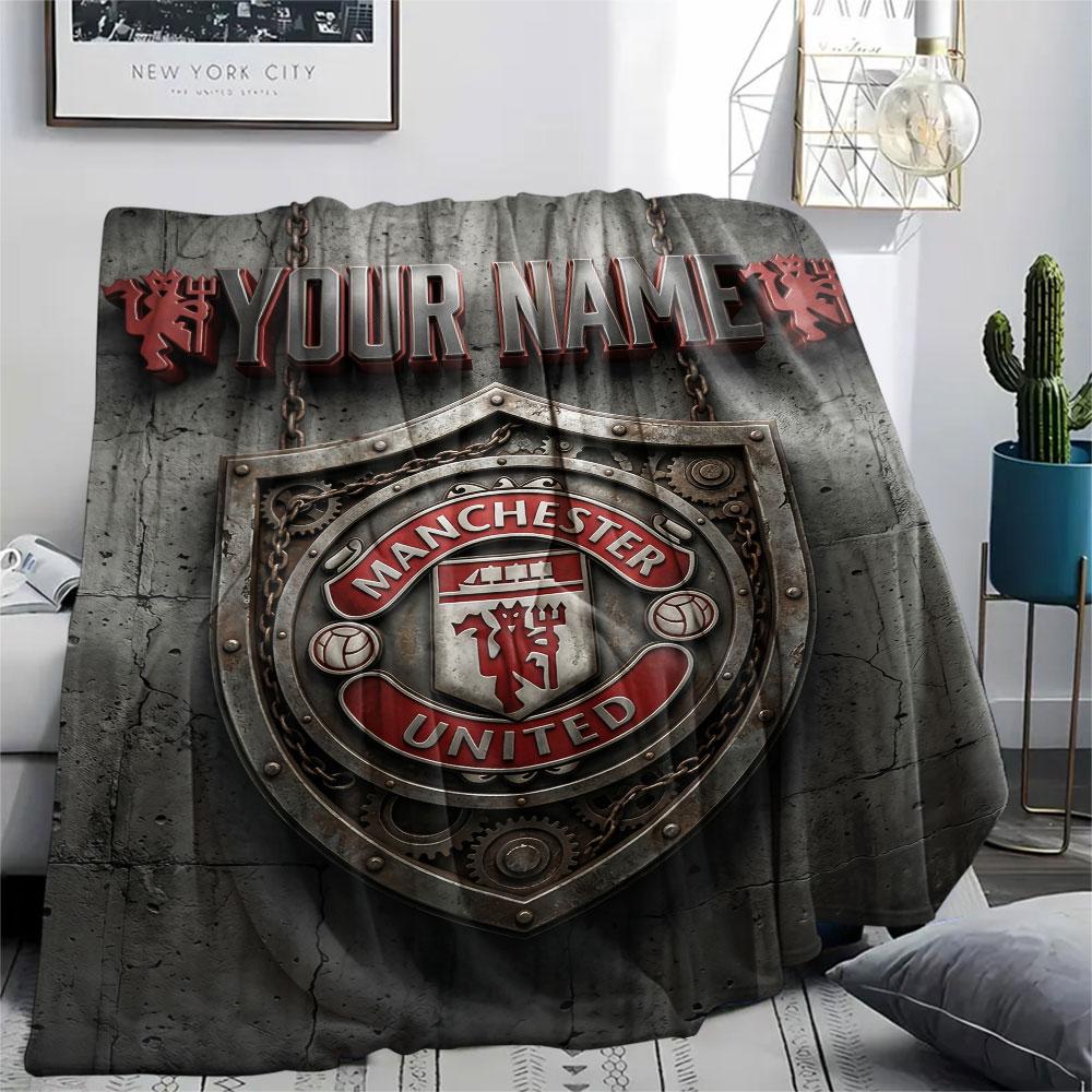 Custom Name,Manchester Red Devils Printed Flannel Blanket, Soft Throw for Bedroom Sofa, Washable,fan Merchandise, Great Gift.chl