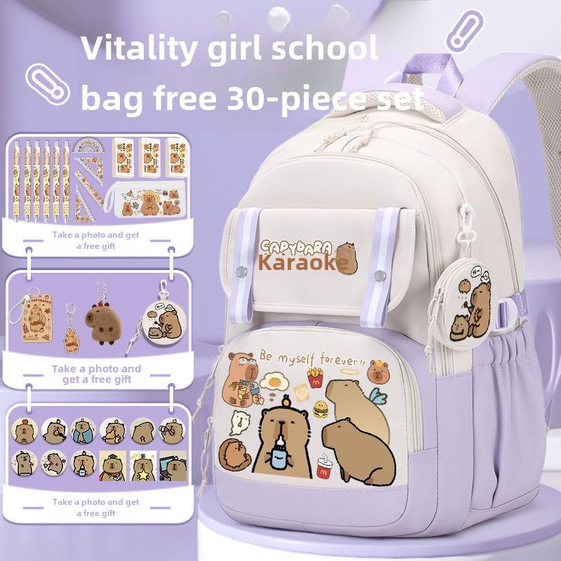 2024 Capybara Girls' Backpack: Stylish, Spacious & Perfect for Grades 1-6