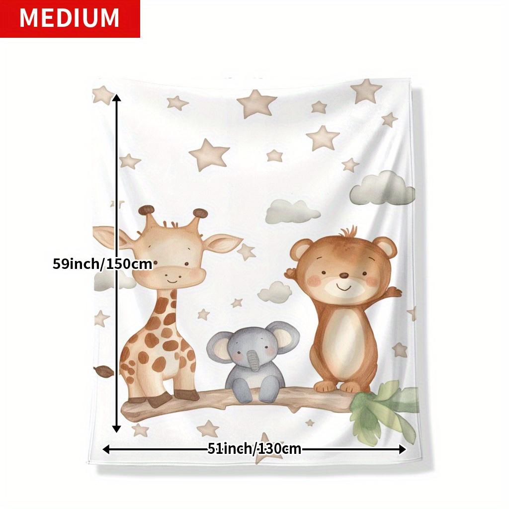 Cozy Animal Print Flannel Blanket Soft Throw for Naps/Travel, Cute Gift for Friends/Family, Machine Washable All-Season Comfort