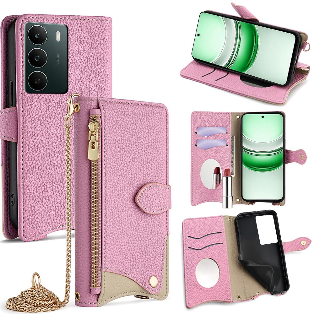 For Realme C71 4G Leather Case Wallet Stand Cover Irregular Tail Style with Chain Strap