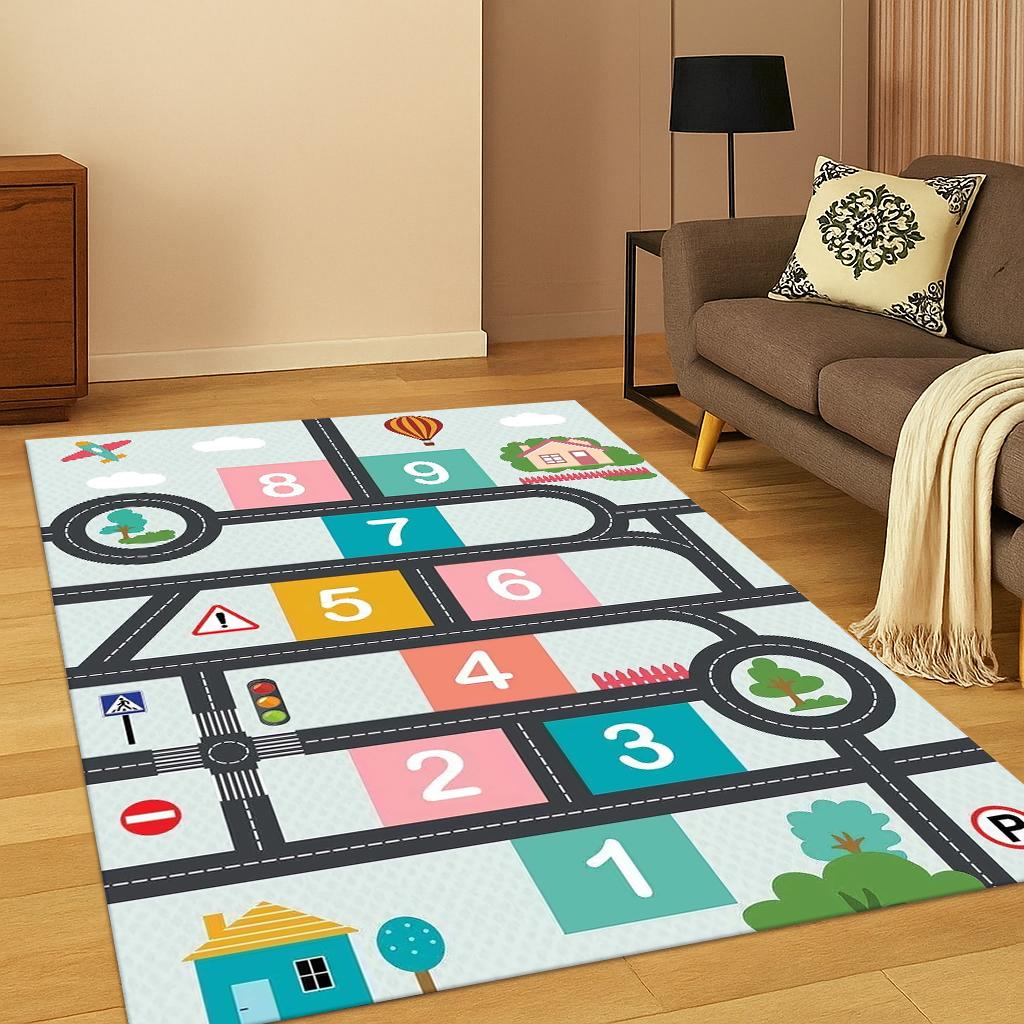 Tappeto Gioco Digitale per Bambini, Gioco della Campana, Tappeto per Soggiorno, Divano, Camera da Letto, Zerbino, Decorazione Cucina, Tappeto Antiscivolo per Area Gioco Bambini