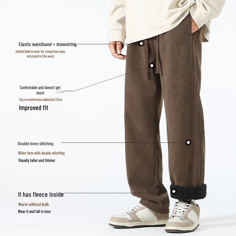 MINISO Men's Winter Sherpa Lined Corduroy Straight Leg Pants
