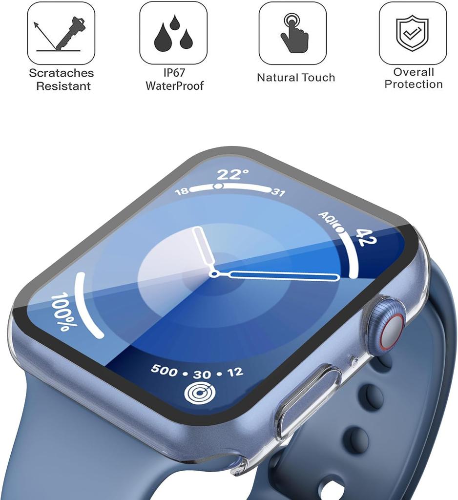 Waterproof Hard Case With Tempered Glass For Apple Watch Case Series Ultrea 3/9 8 SE Watch Accessories iwatch Screen Protector