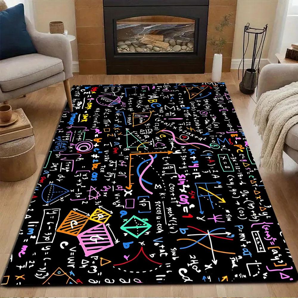Math and Science Formula Pattern Rug Patterned Carpet, Non Slip Mat Suitable for Living Room and Bedroom Sofas
