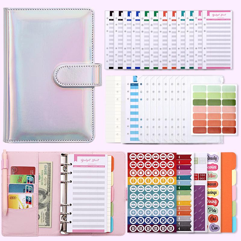 Colorful A6 PU Leather Macaron Budget & Account Book - Multi-functional Cash Diary & Storage Planner