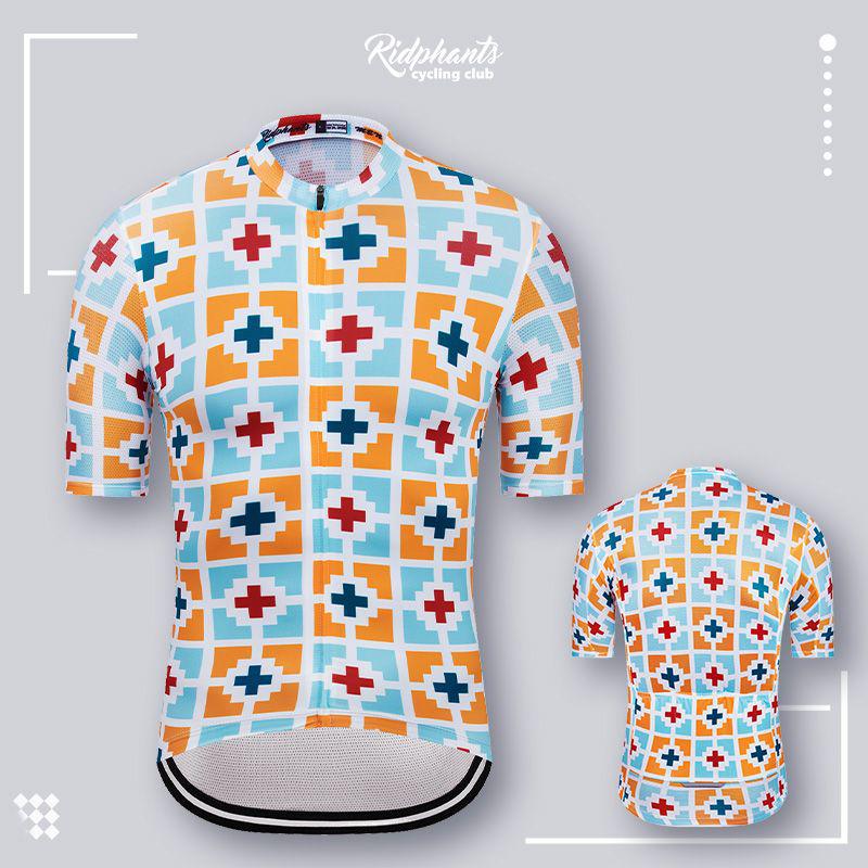 

Unisex Quick-Dry Breathable Cross-Pattern Cycling Jersey - Short Sleeve Summer Bike Wear L