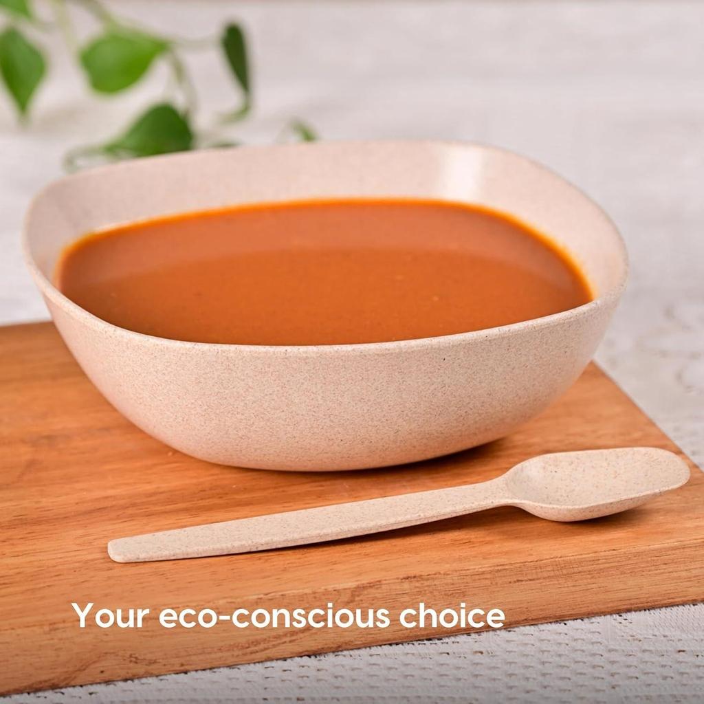 Set of 4 Earth-Friendly Multipurpose Bowls for Kitchen | 600 Ml | Made with Bamboo Fibers & Rice Husk | Microwave Safe Bow