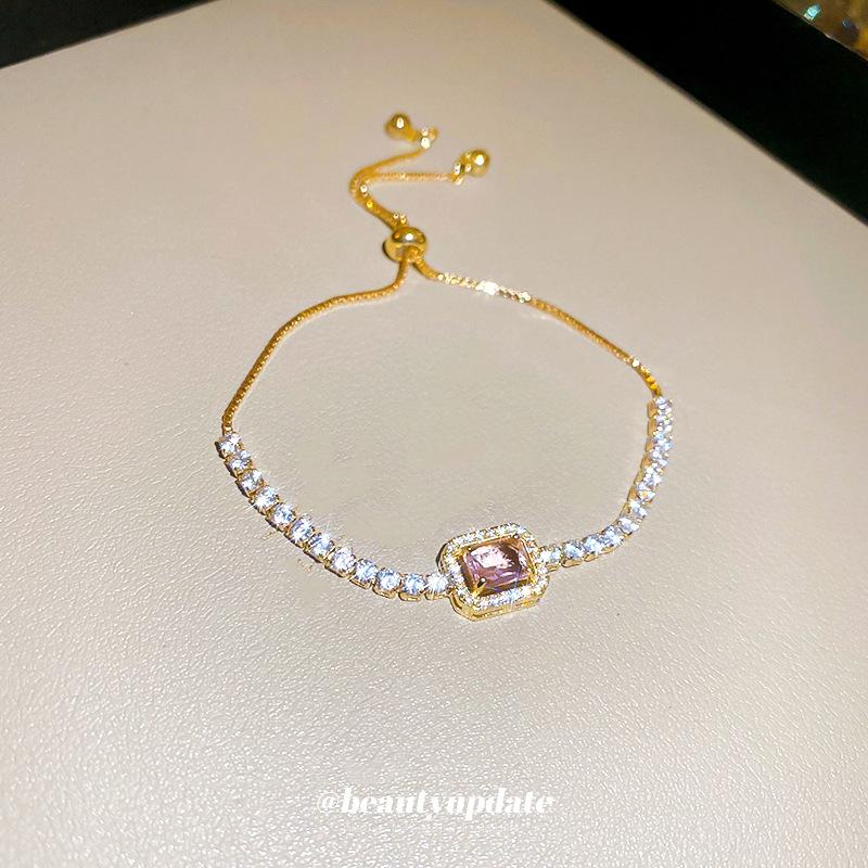 Advanced Zirconia Stone Diamond Pulling Bracelet for Women with Simple Elegant Style Niche Fashion Design Handmade Decoration