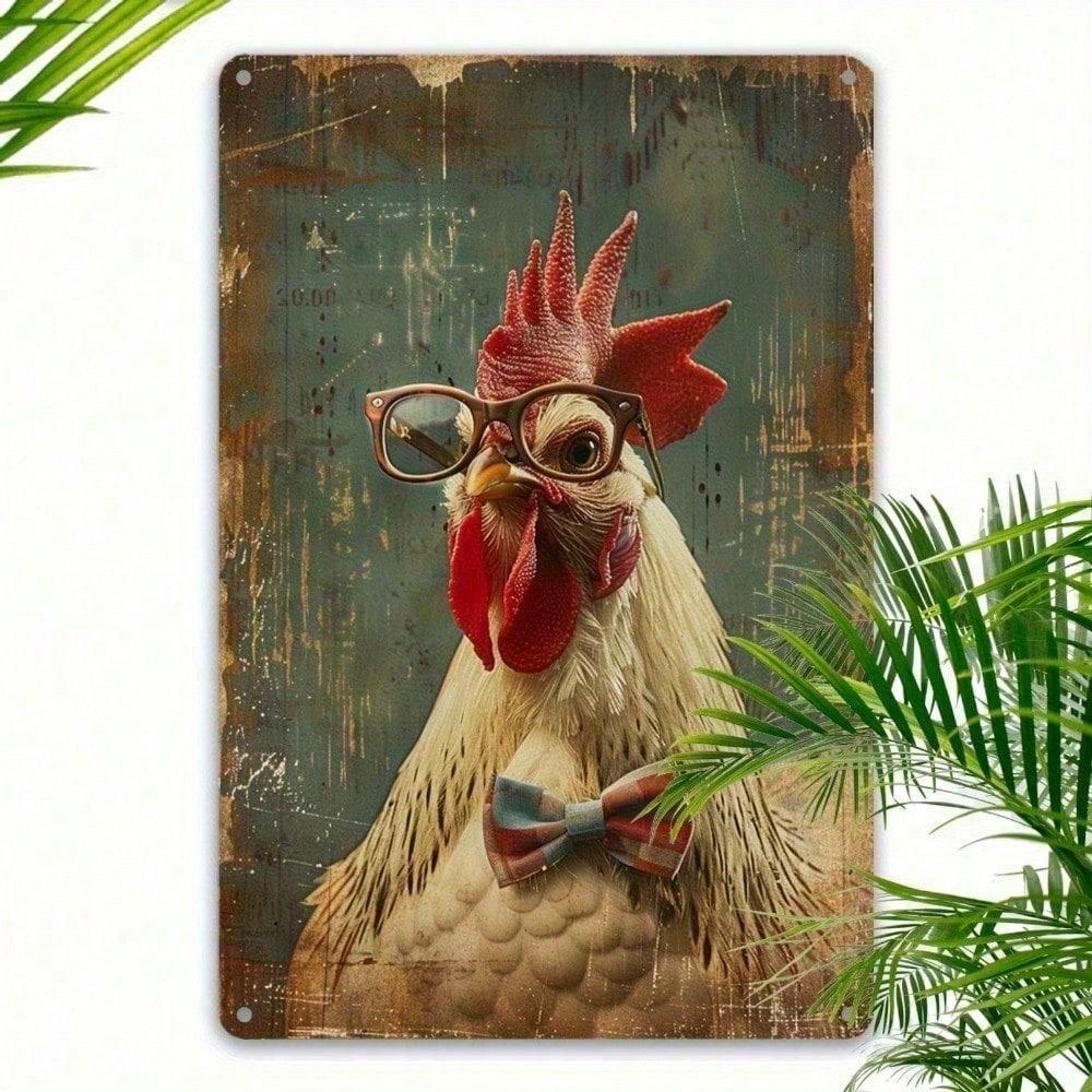 Rustic Farmhouse Rooster Metal Wall Art 12x8 Inch Humorous Home Decor Durable Aluminum Sign