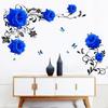 DIY Large Blue Rose Flowers Living Room Decoration Wall Stickers Sofa TV Entrance Background Wall Decals Removable Vinyl Posters