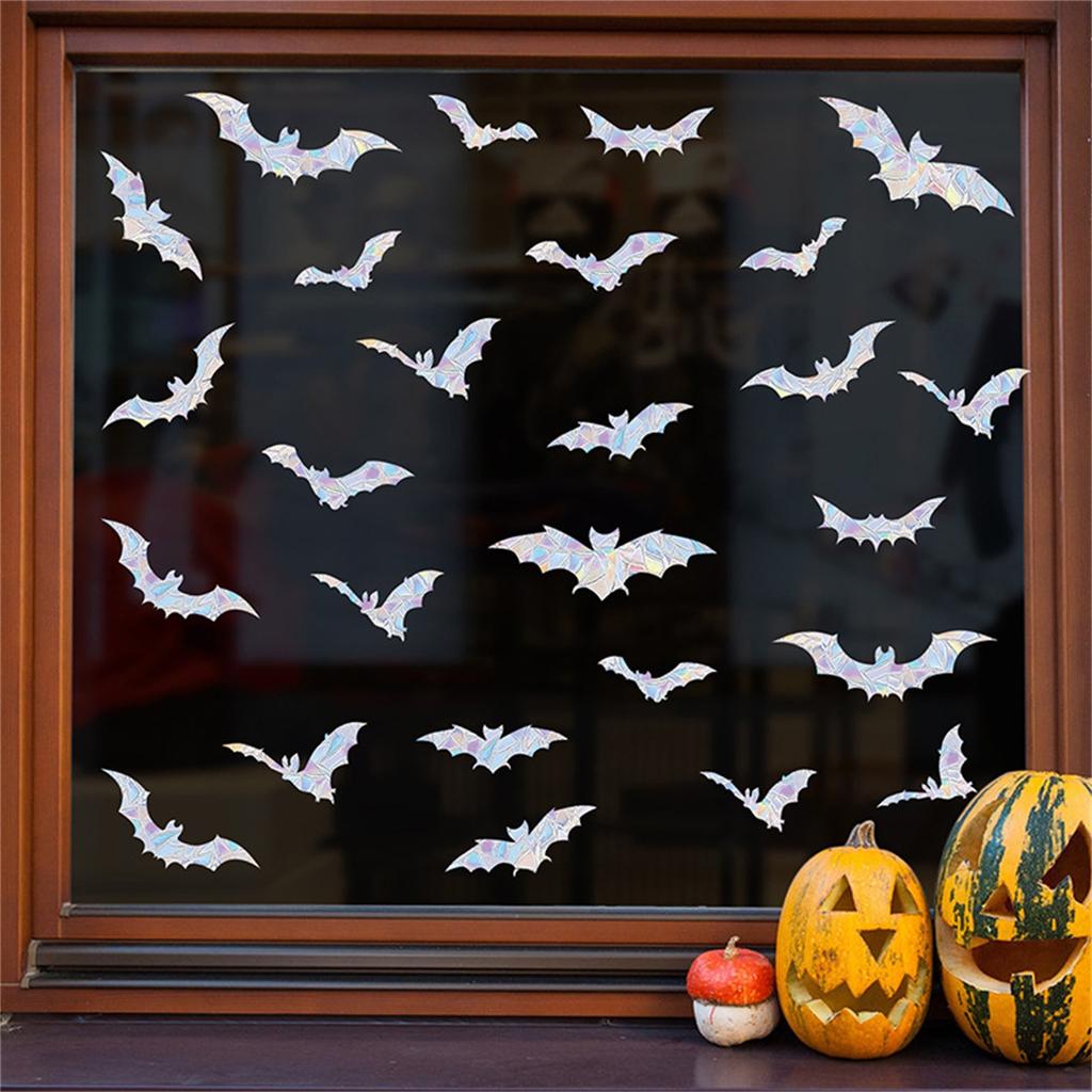 Halloween Static Double Sided Stickers, Colorful Reflective Window Stickers